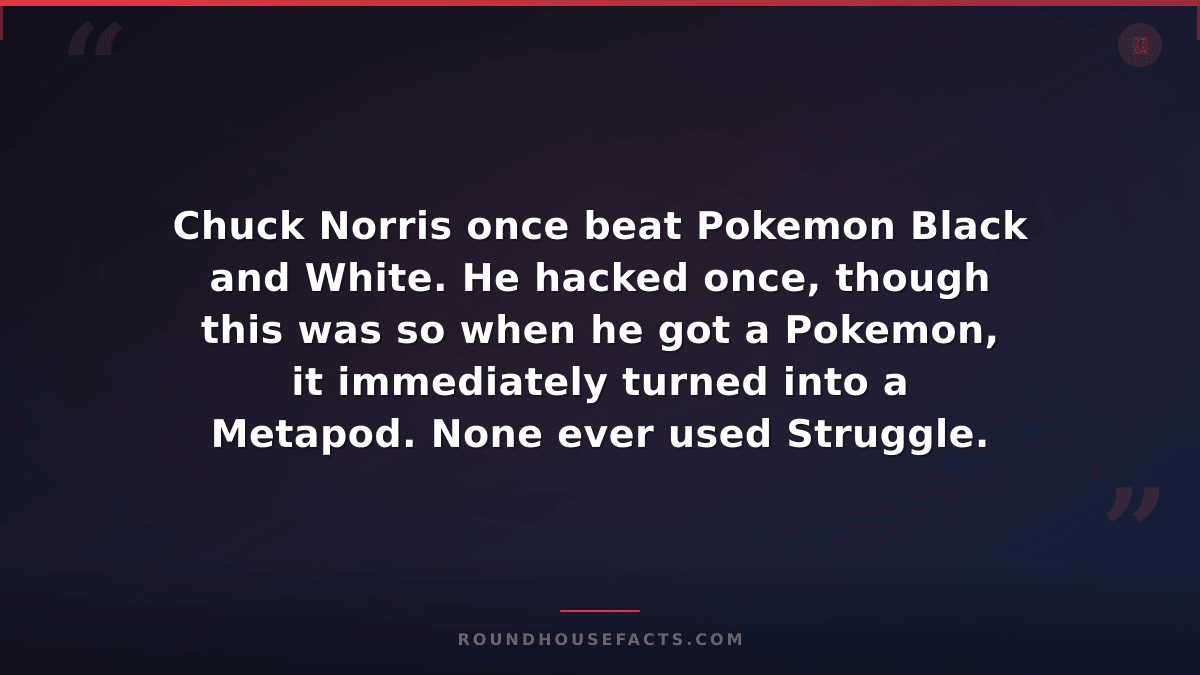 Chuck Norris Fact — Chuck Norris once beat Pokemon Black and White. He hacked on