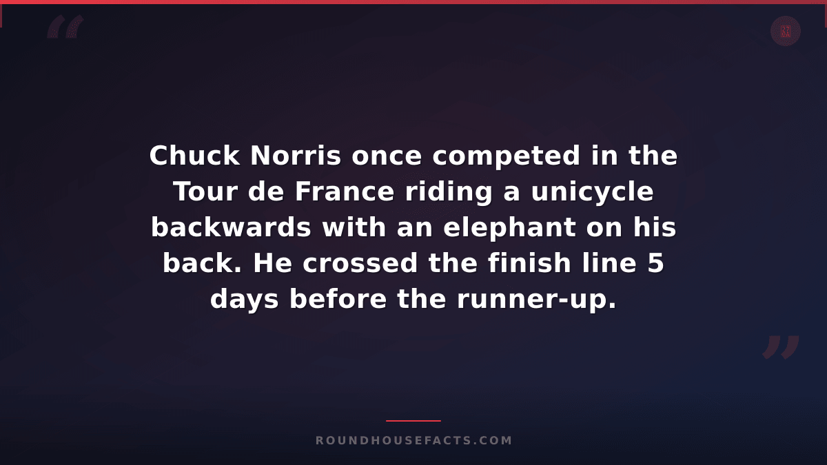 Chuck Norris Fact — Chuck Norris once competed in the Tour de France riding a un