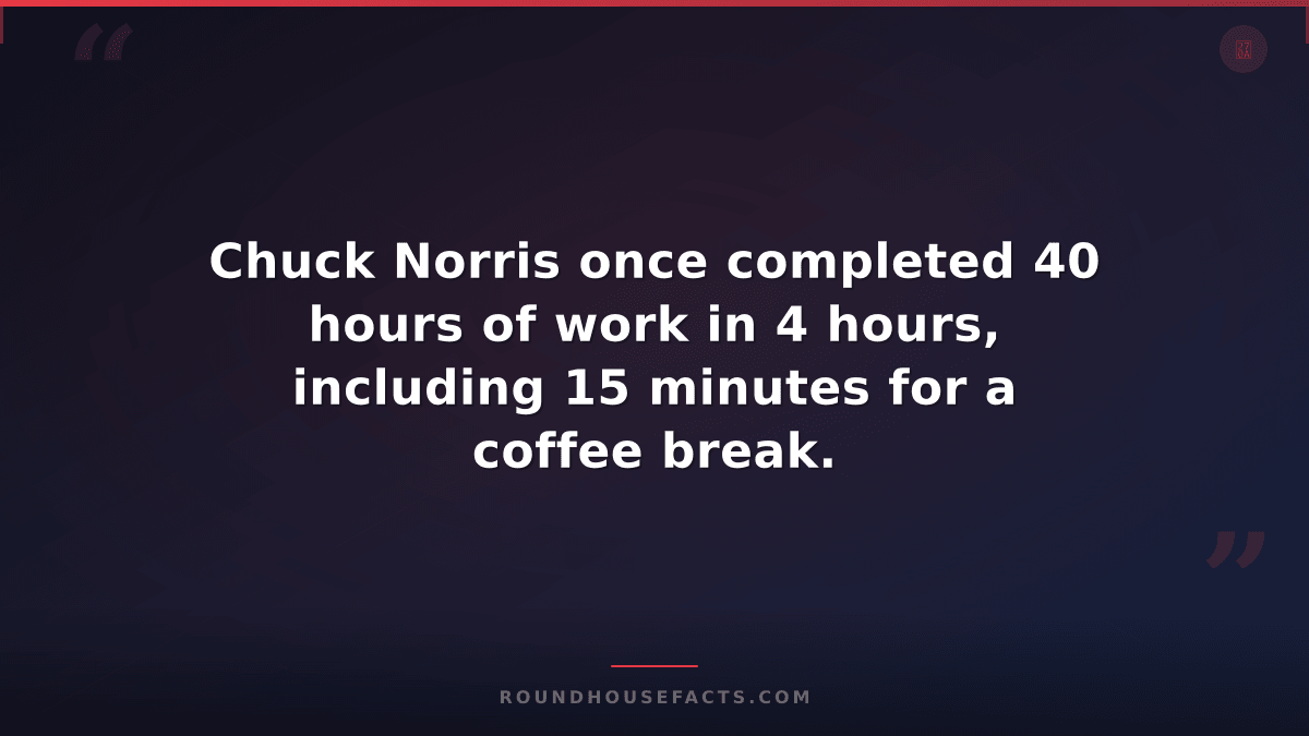 Chuck Norris Fact — Chuck Norris once completed 40 hours of work in 4 hours, inc