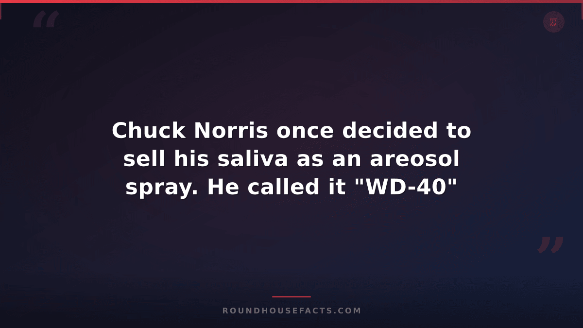 Chuck Norris Fact — Chuck Norris once decided to sell his saliva as an areosol s