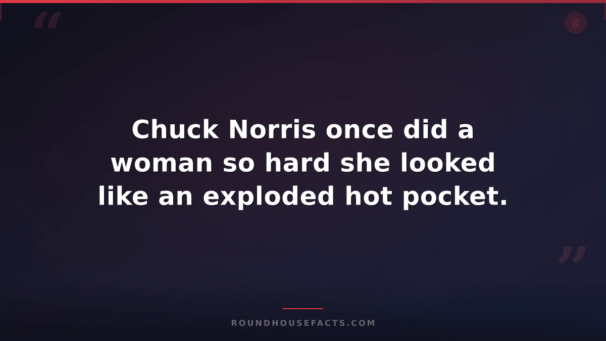 Chuck Norris Fact — Chuck Norris once did a woman so hard she looked like an exp