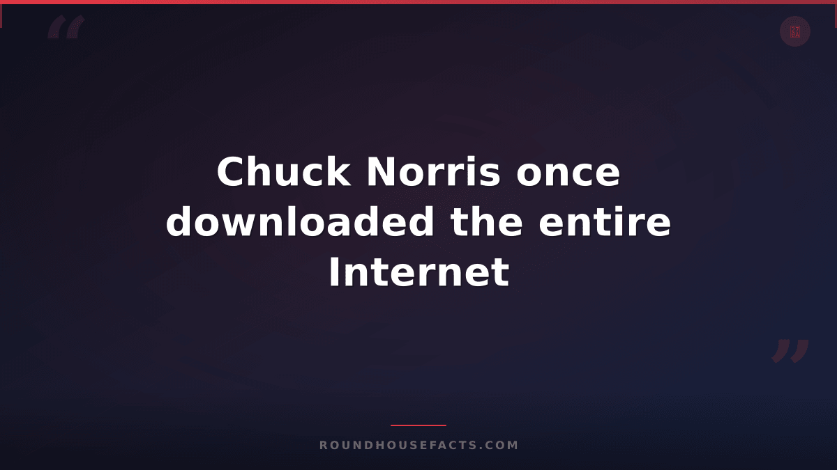 Chuck Norris Fact — Chuck Norris once downloaded the entire Internet