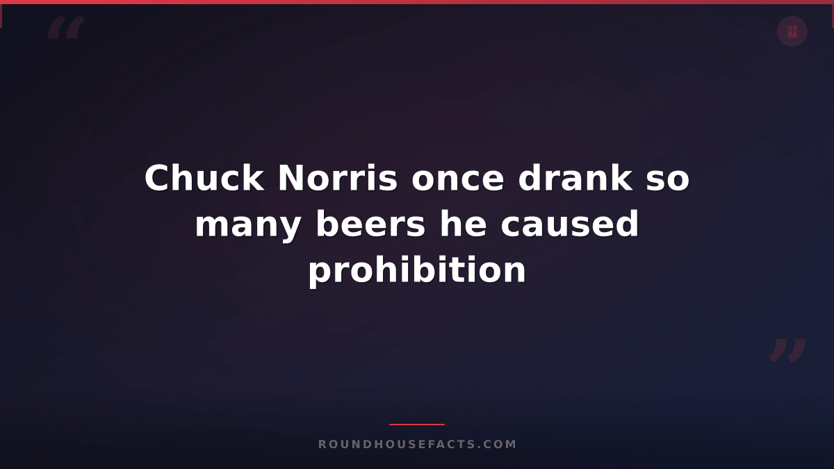 Chuck Norris Fact — Chuck Norris once drank so many beers he caused prohibition