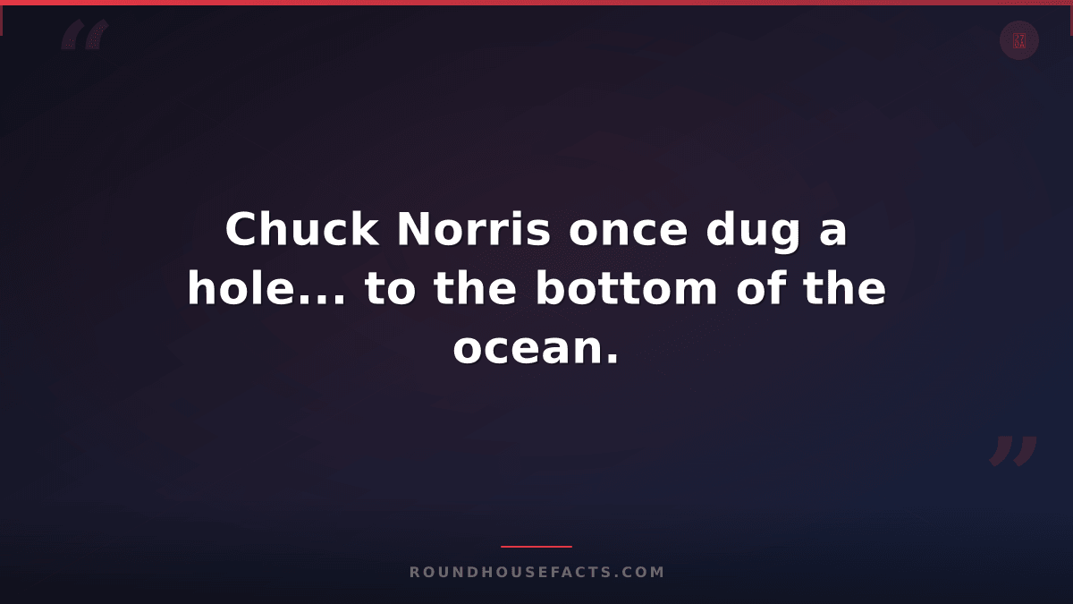 Chuck Norris Fact — Chuck Norris once dug a hole... to the bottom of the ocean.