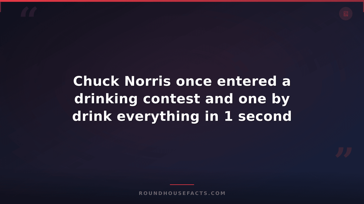 Chuck Norris Fact — Chuck Norris once entered a drinking contest and one by drin