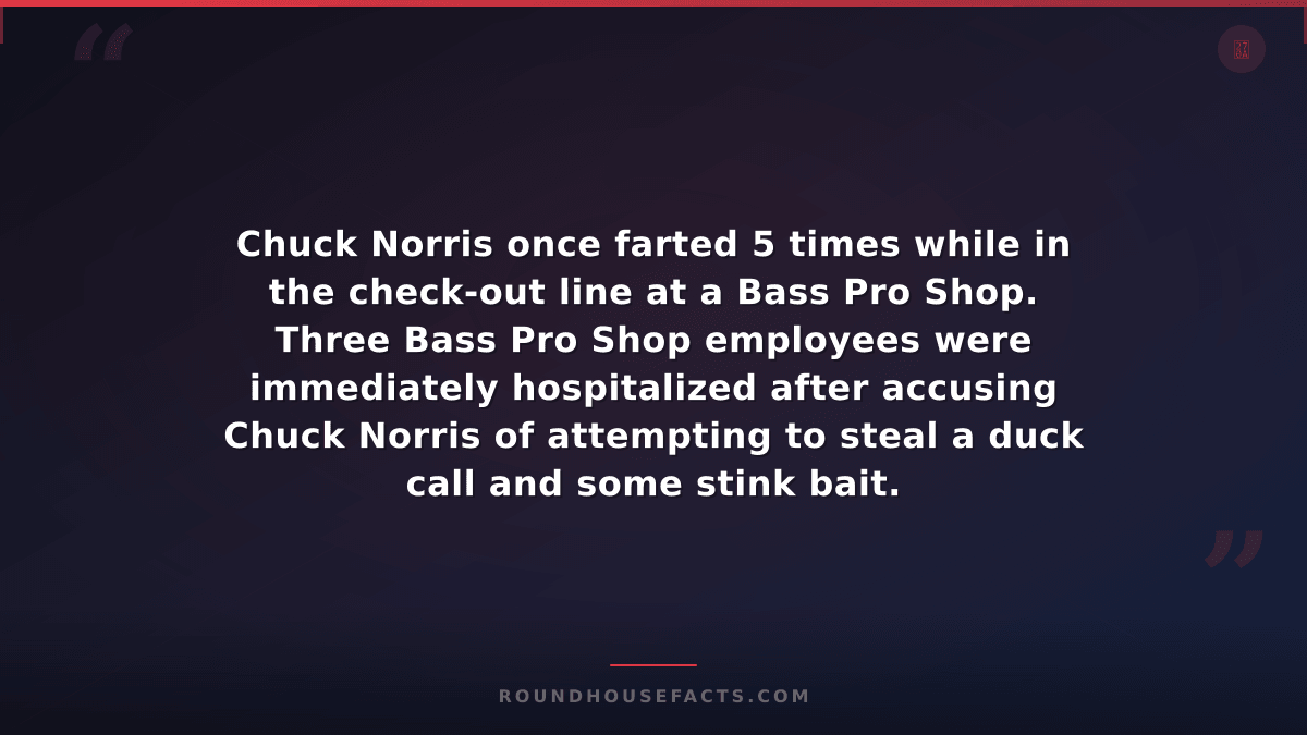Chuck Norris Fact — Chuck Norris once farted 5 times while in the check-out line