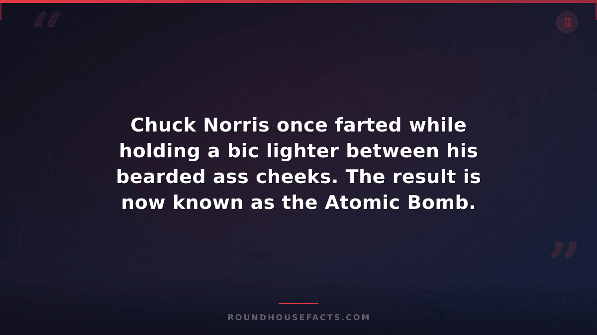 Chuck Norris Fact — Chuck Norris once farted while holding a bic lighter between
