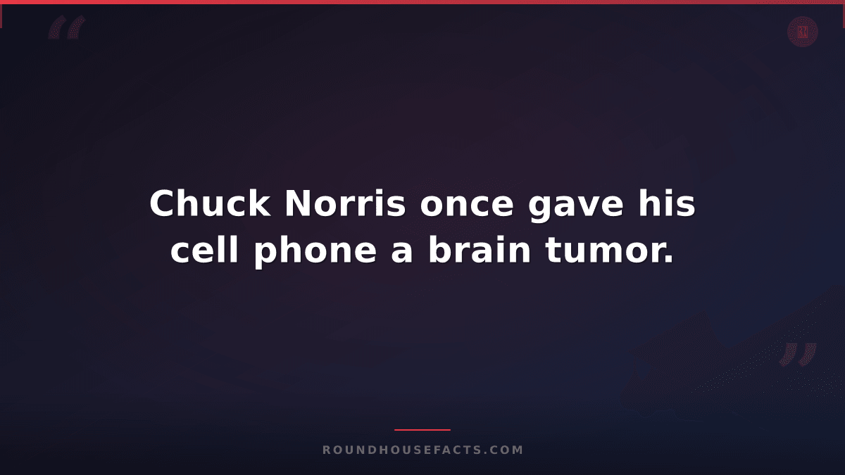 Chuck Norris Fact — Chuck Norris once gave his cell phone a brain tumor.