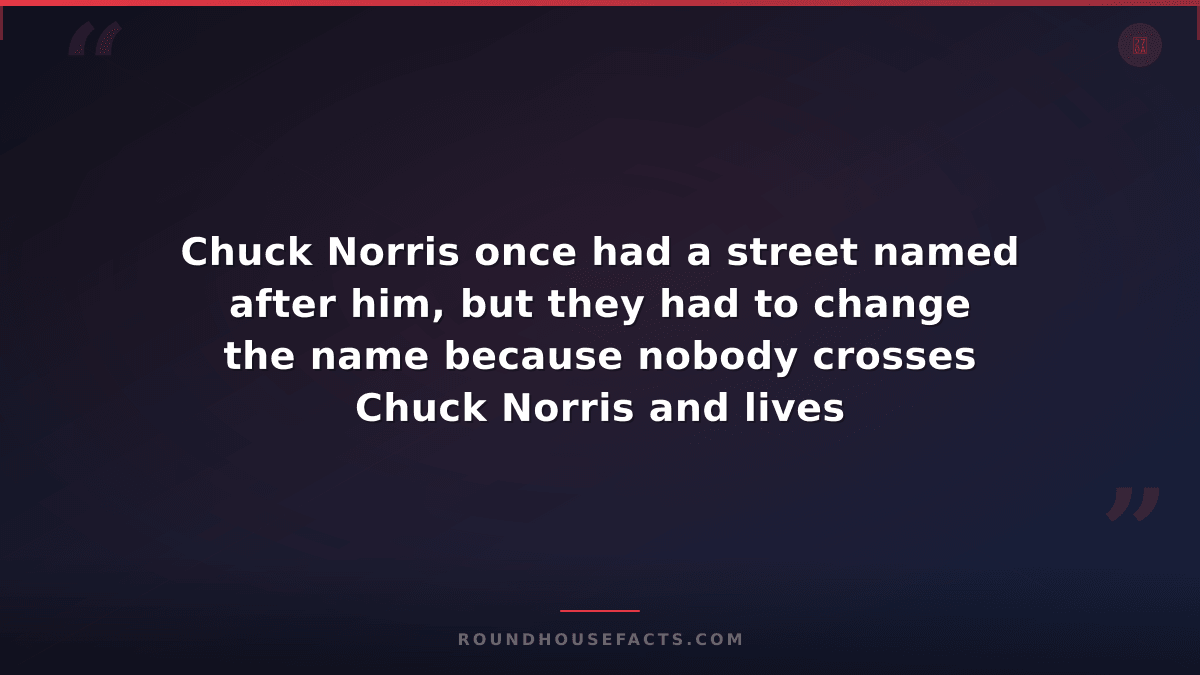 Chuck Norris Fact — Chuck Norris once had a street named after him, but they had