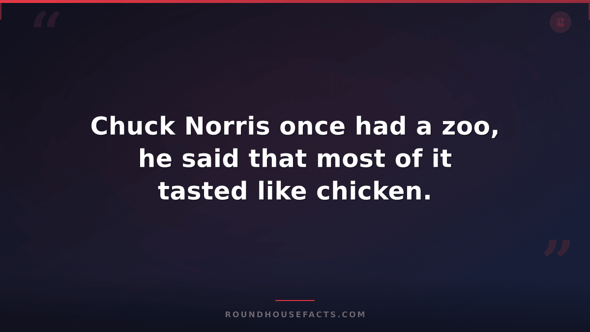 Chuck Norris Fact — Chuck Norris once had a zoo, he said that most of it tasted