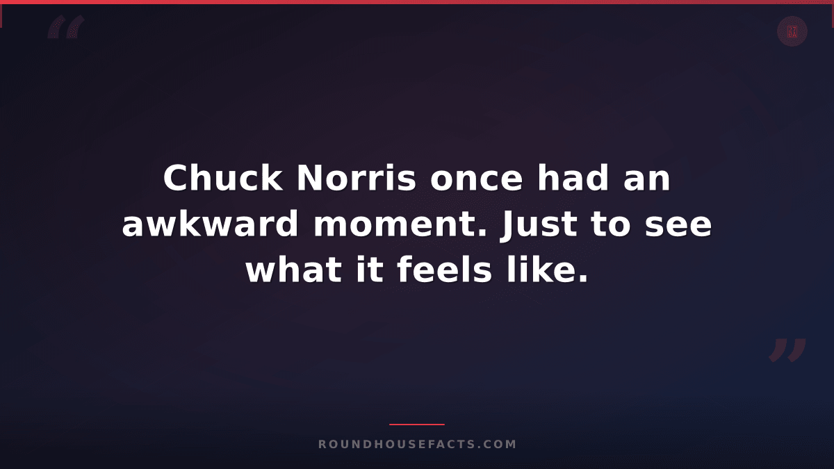 Chuck Norris Fact — Chuck Norris once had an awkward moment. Just to see what it