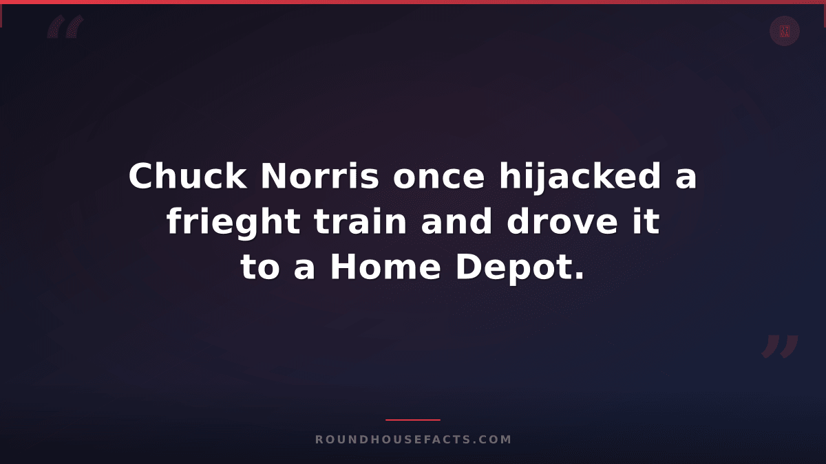 Chuck Norris Fact — Chuck Norris once hijacked a frieght train and drove it to a