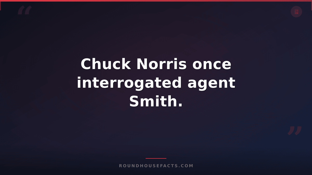 Chuck Norris Fact — Chuck Norris once interrogated agent Smith.