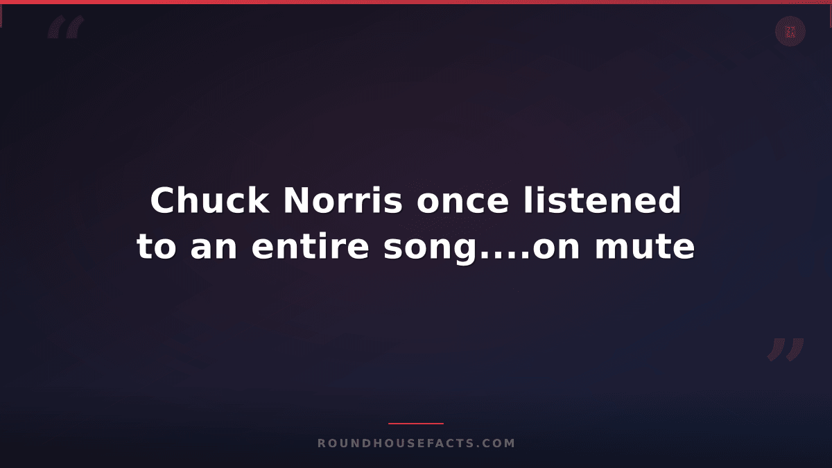 Chuck Norris Fact — Chuck Norris once listened to an entire song....on mute