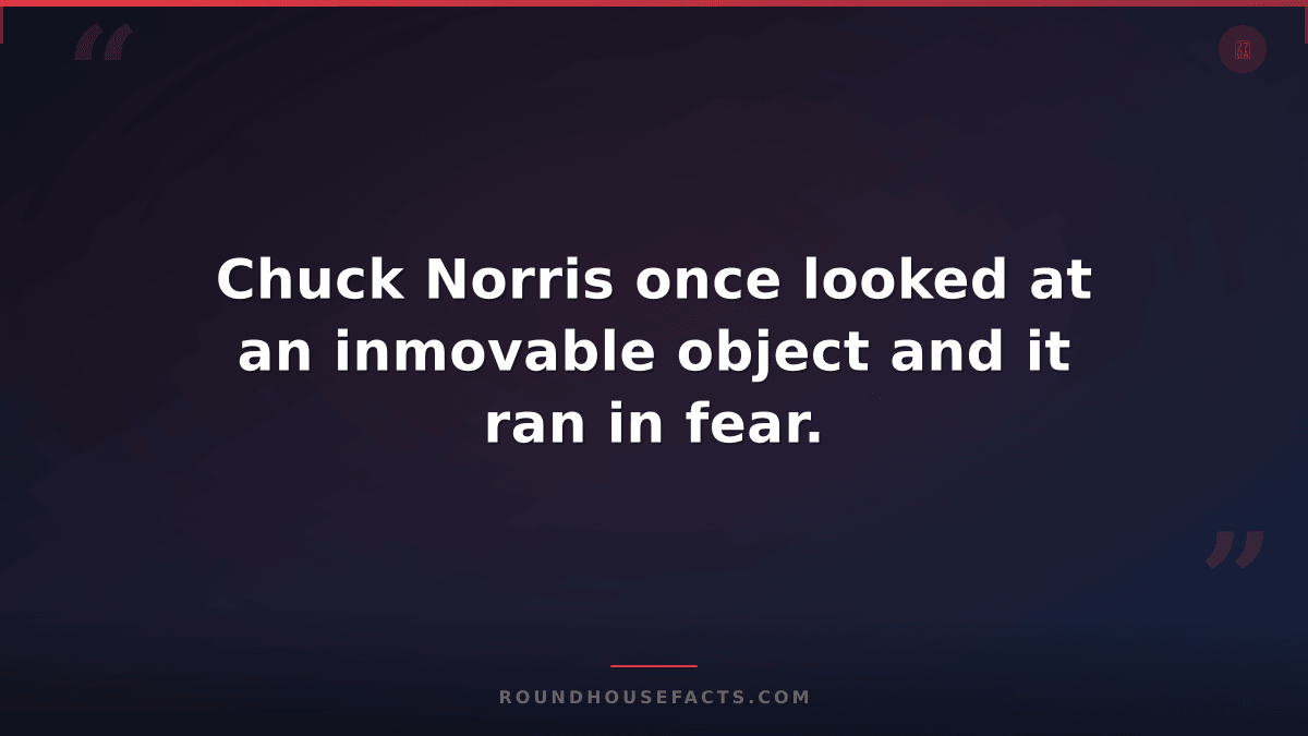 Chuck Norris Fact — Chuck Norris once looked at an inmovable object and it ran i