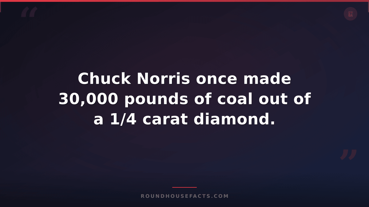 Chuck Norris Fact — Chuck Norris once made 30,000 pounds of coal out of a 1/4 ca