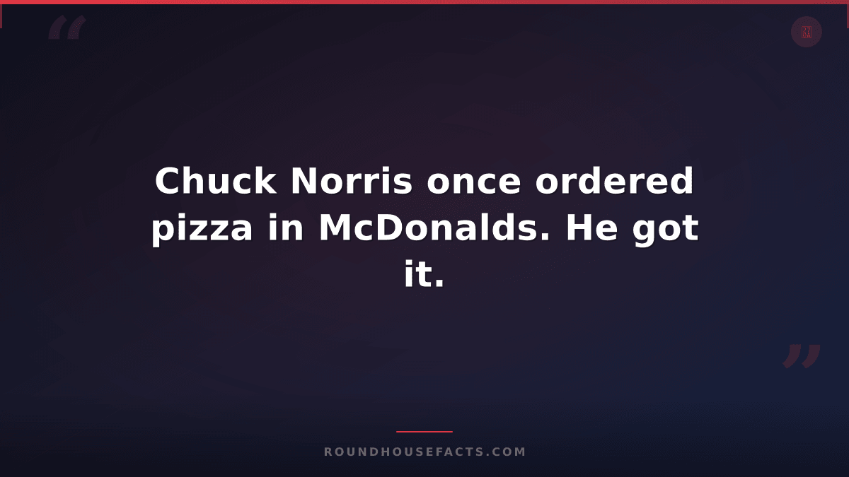 Chuck Norris Fact — Chuck Norris once ordered pizza in McDonalds. He got it.