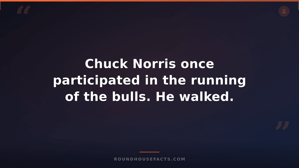 Chuck Norris Fact — Chuck Norris once participated in the running of the bulls.