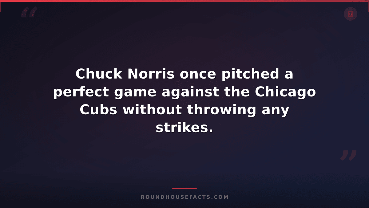 Chuck Norris Fact — Chuck Norris once pitched a perfect game against the Chicago