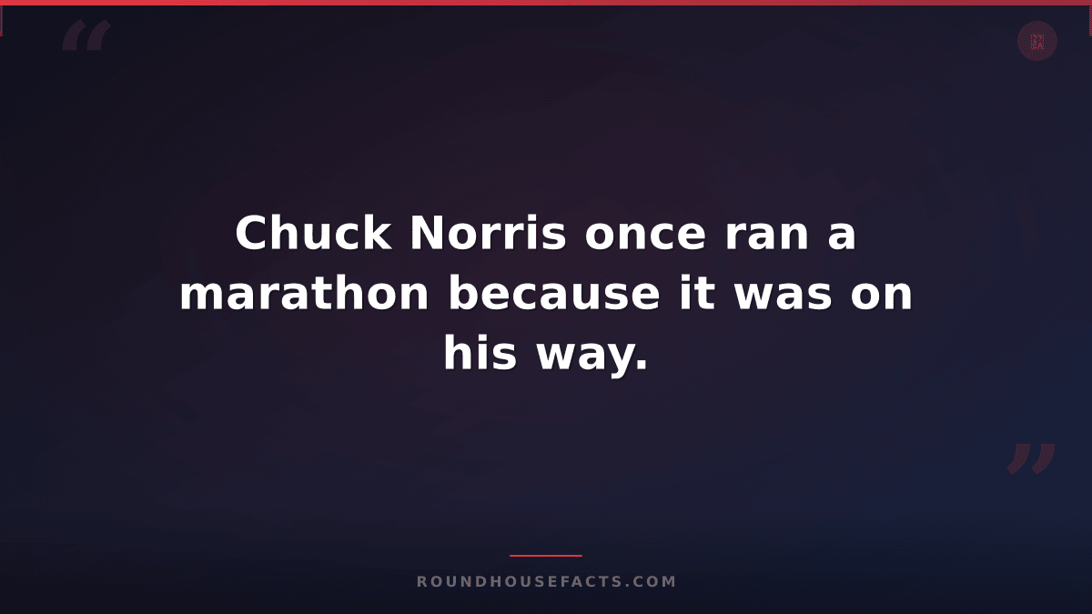 Chuck Norris Fact — Chuck Norris once ran a marathon because it was on his way.