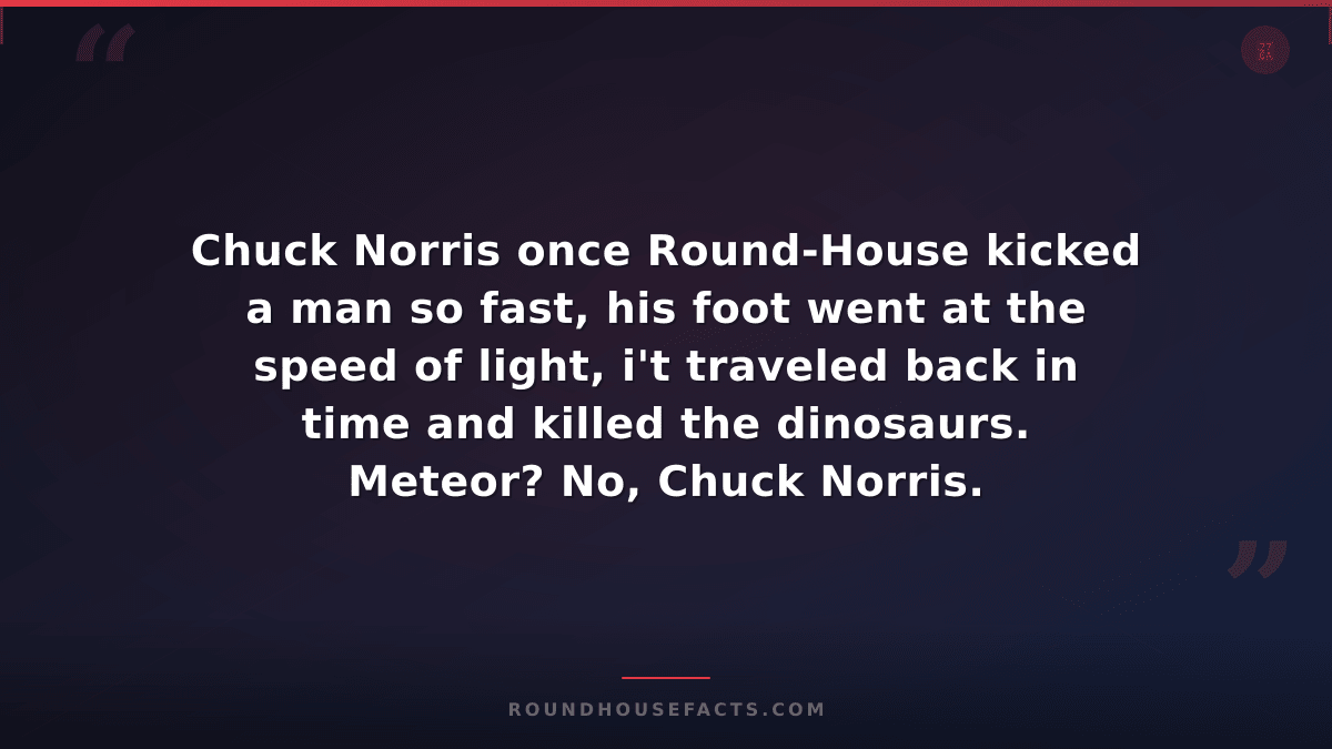 Chuck Norris Fact — Chuck Norris once Round-House kicked a man so fast, his foot
