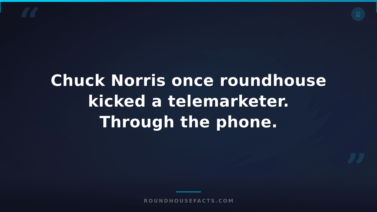 Chuck Norris Fact — Chuck Norris once roundhouse kicked a telemarketer. Through