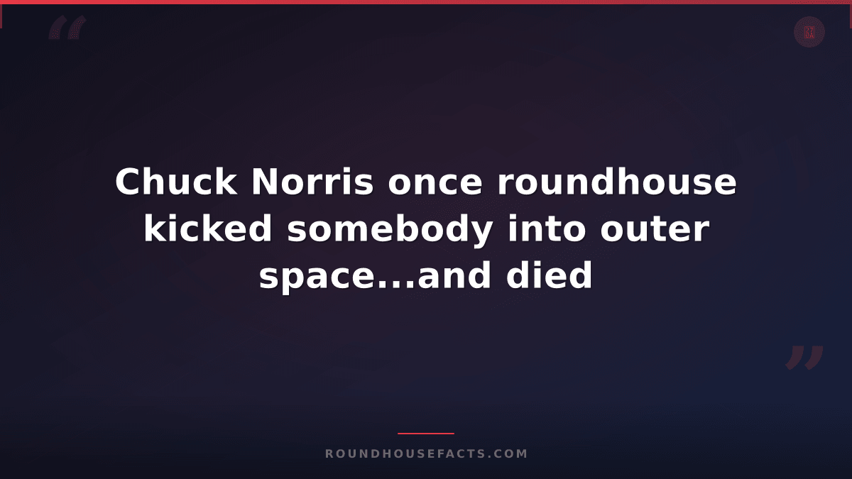 Chuck Norris Fact — Chuck Norris once roundhouse kicked somebody into outer spac