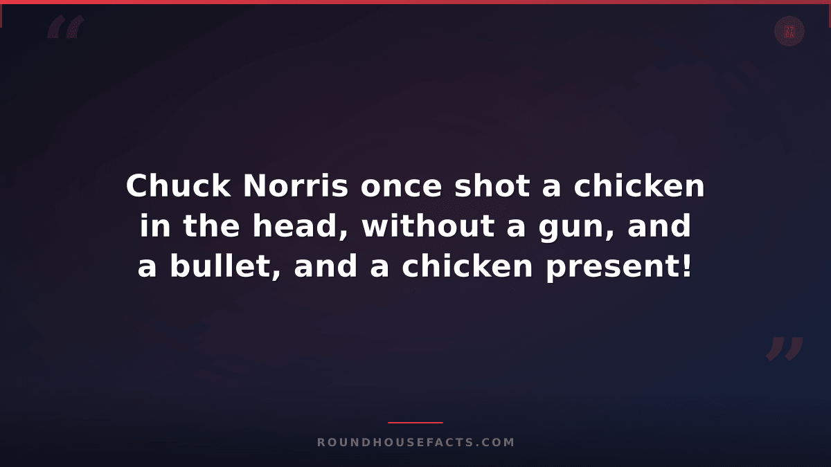 Chuck Norris Fact — Chuck Norris once shot a chicken in the head, without a gun,