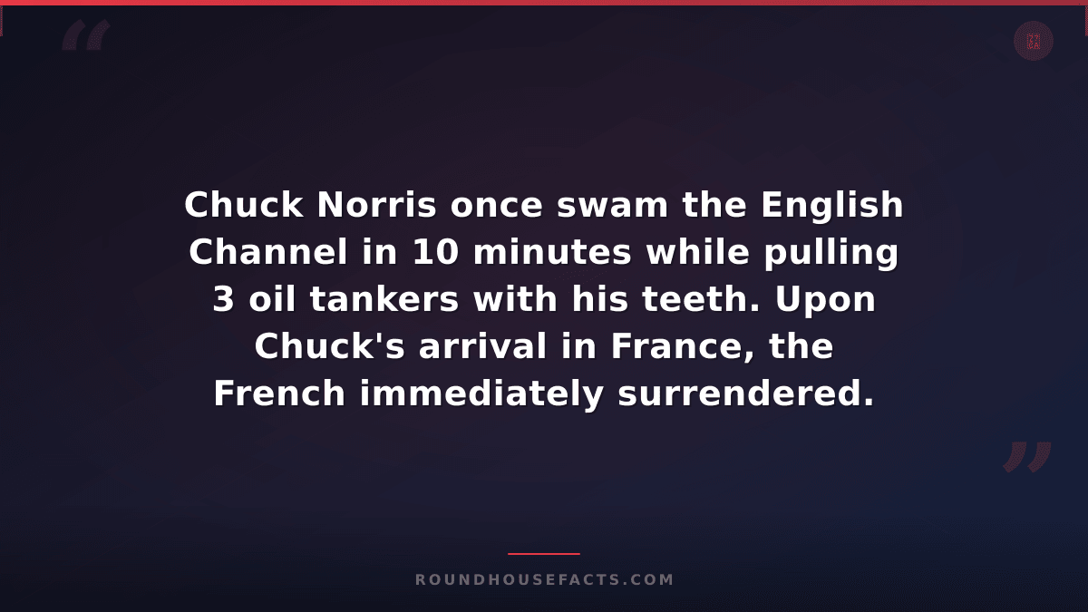 Chuck Norris Fact — Chuck Norris once swam the English Channel in 10 minutes whi
