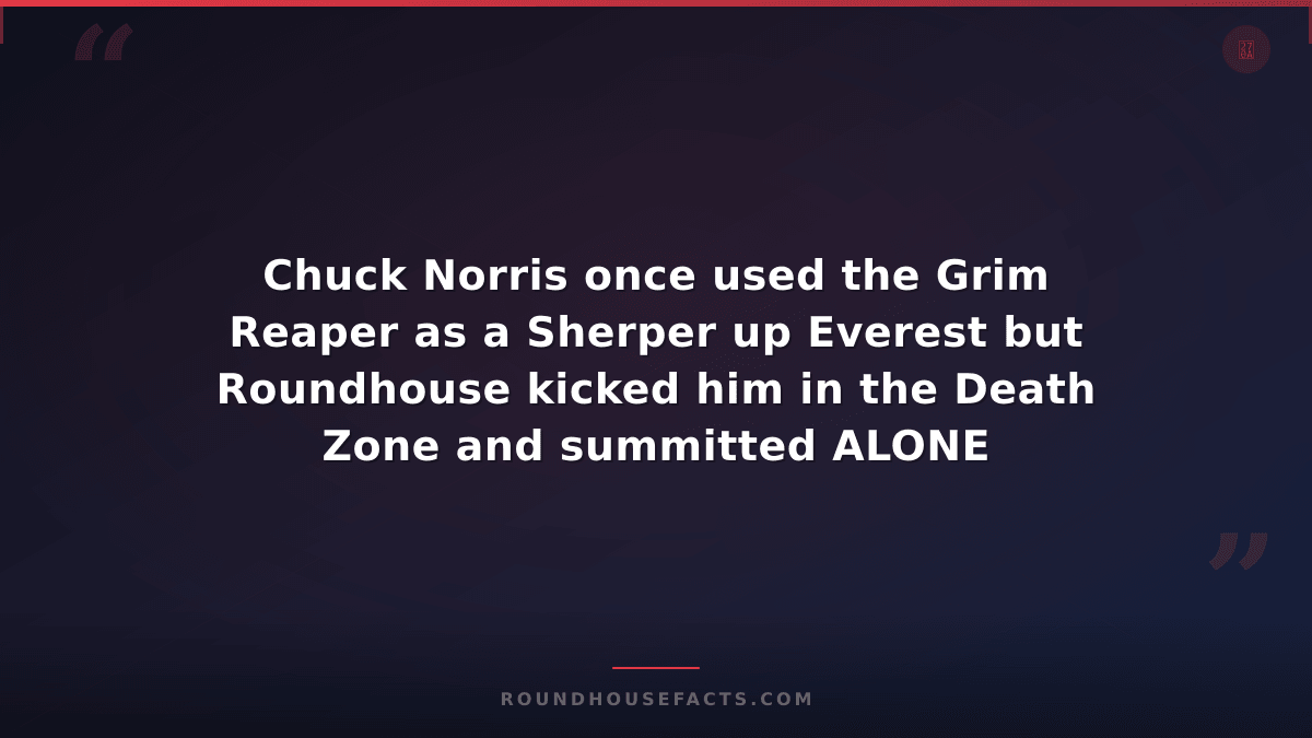 Chuck Norris Fact — Chuck Norris once used the Grim Reaper as a Sherper up Evere