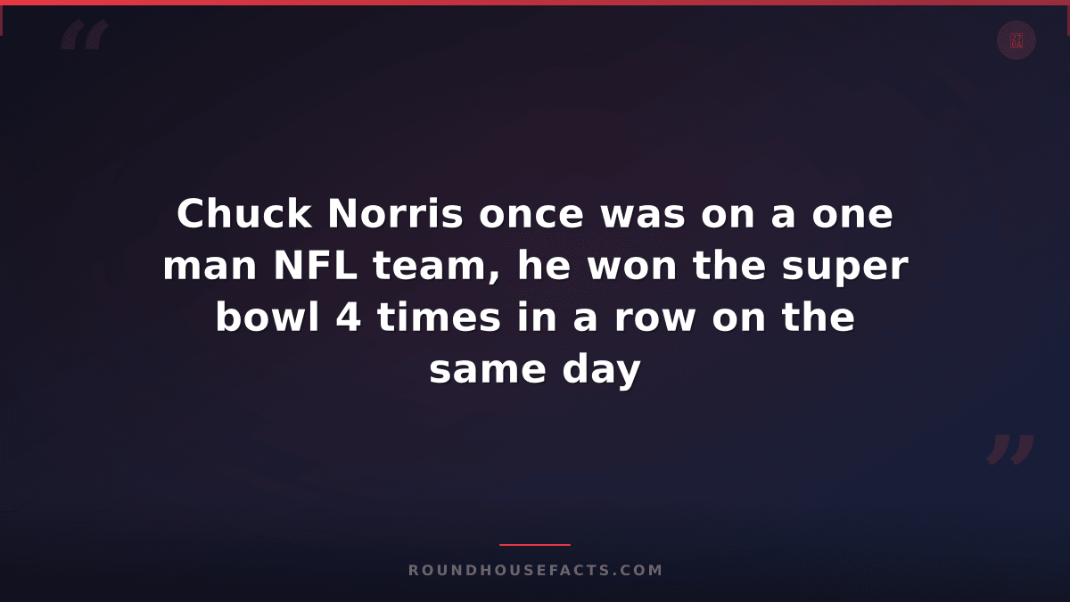 Chuck Norris Fact — Chuck Norris once was on a one man NFL team, he won the supe