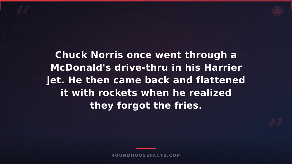 Chuck Norris Fact — Chuck Norris once went through a McDonald's drive-thru in hi
