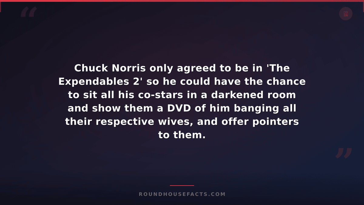 Chuck Norris Fact — Chuck Norris only agreed to be in 'The Expendables 2' so he