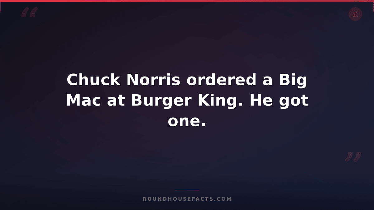 Chuck Norris Fact — Chuck Norris ordered a Big Mac at Burger King. He got one.