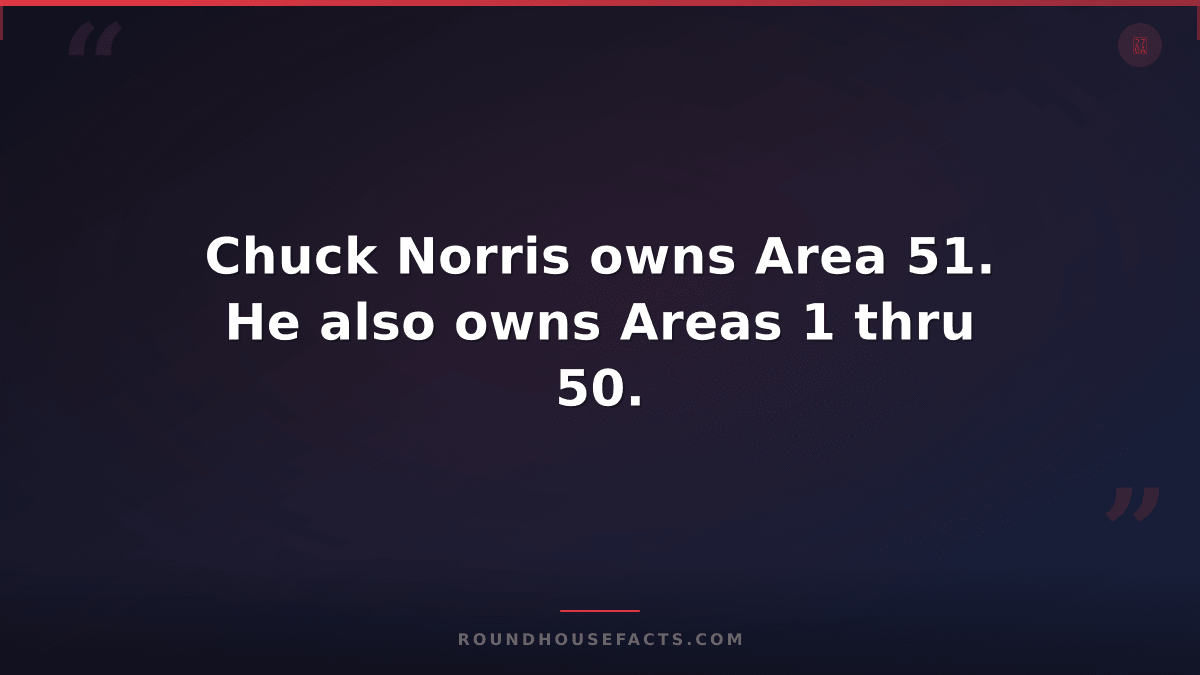 Chuck Norris Fact — Chuck Norris owns Area 51. He also owns Areas 1 thru 50.