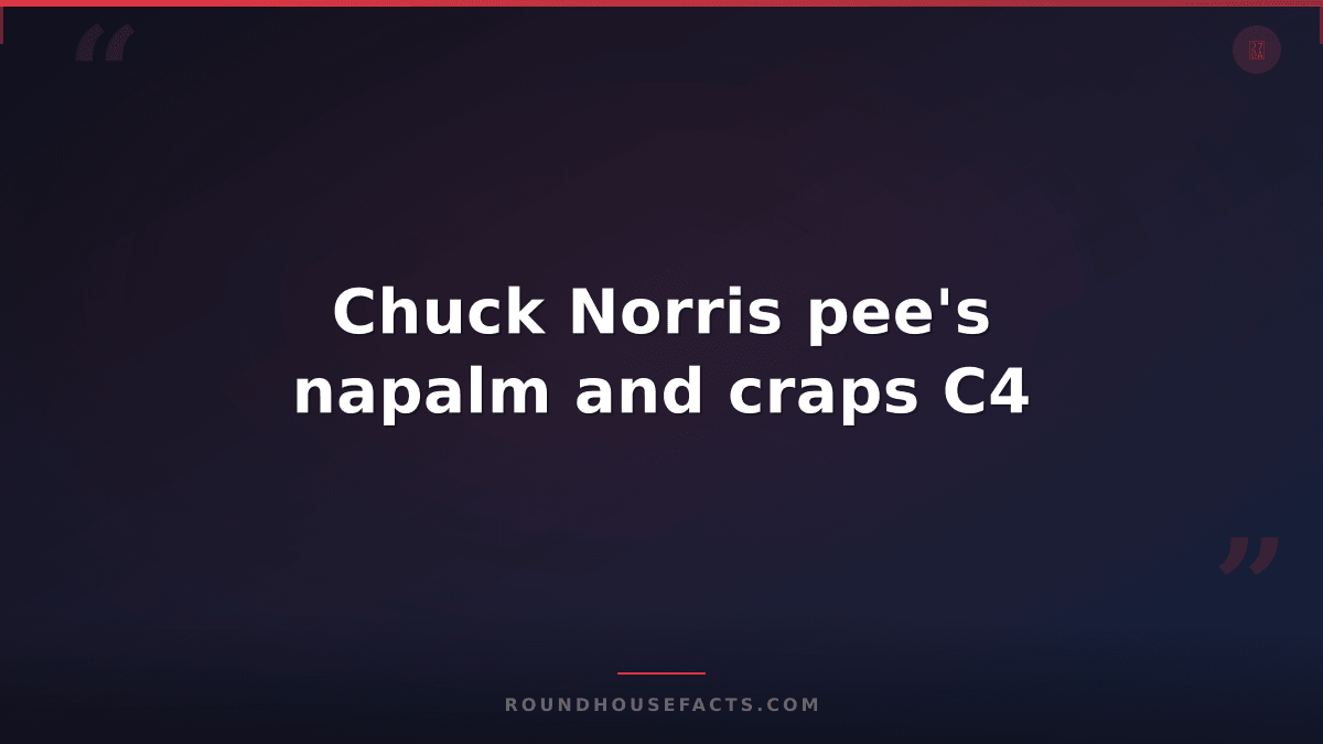 Chuck Norris Fact — Chuck Norris pee's napalm and craps C4