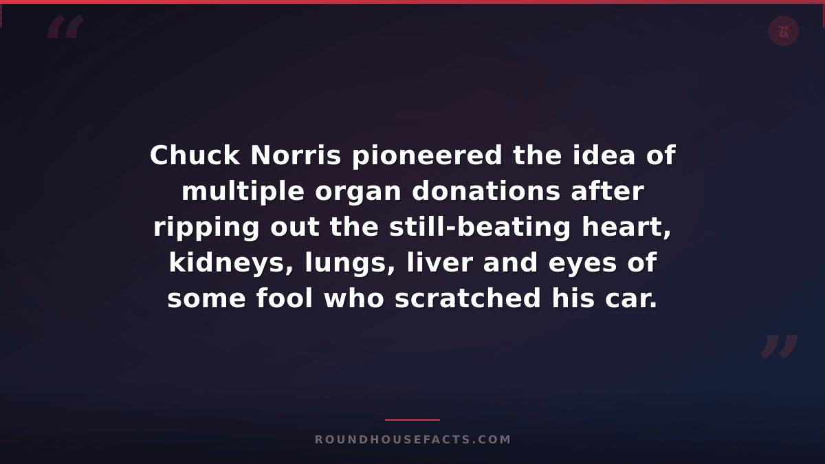 Chuck Norris Fact — Chuck Norris pioneered the idea of multiple organ donations