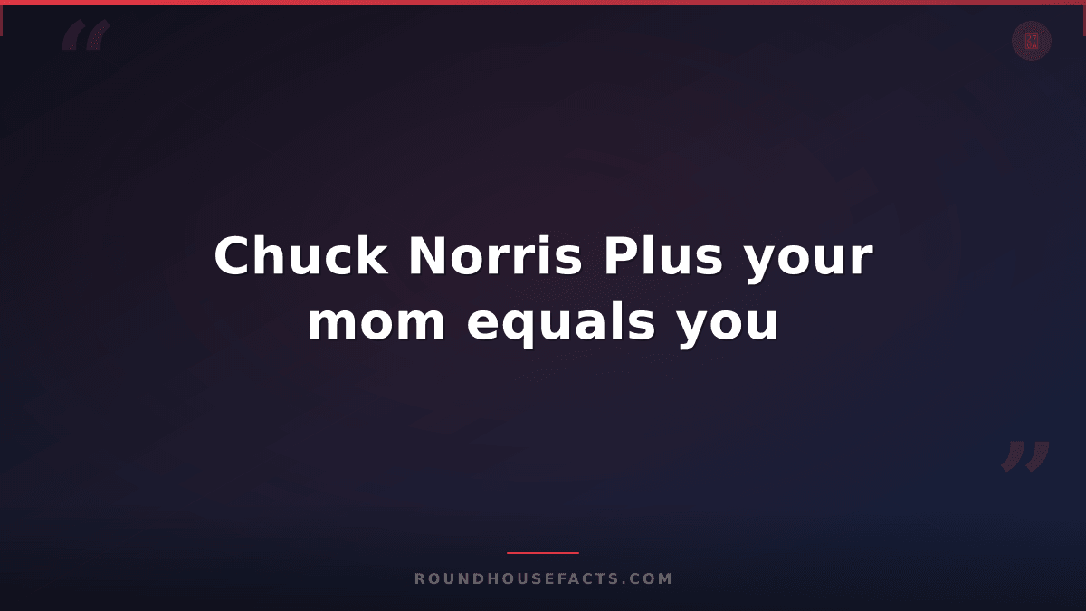 Chuck Norris Fact — Chuck Norris Plus your mom equals you