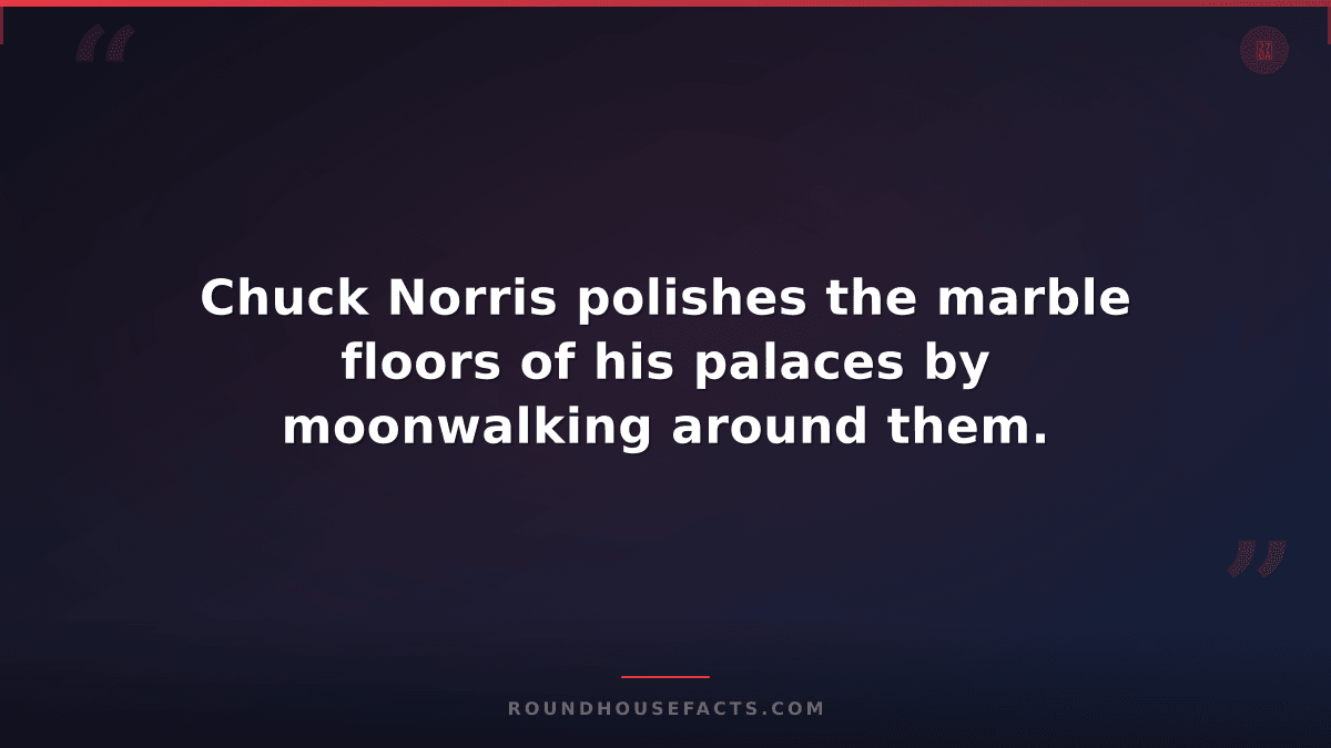 Chuck Norris Fact — Chuck Norris polishes the marble floors of his palaces by mo