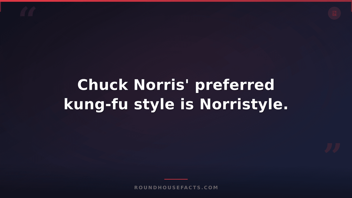 Chuck Norris Fact — Chuck Norris' preferred kung-fu style is Norristyle.