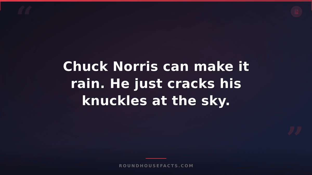 Chuck Norris Fact — Chuck Norris can make it rain. He just cracks his knuckles a