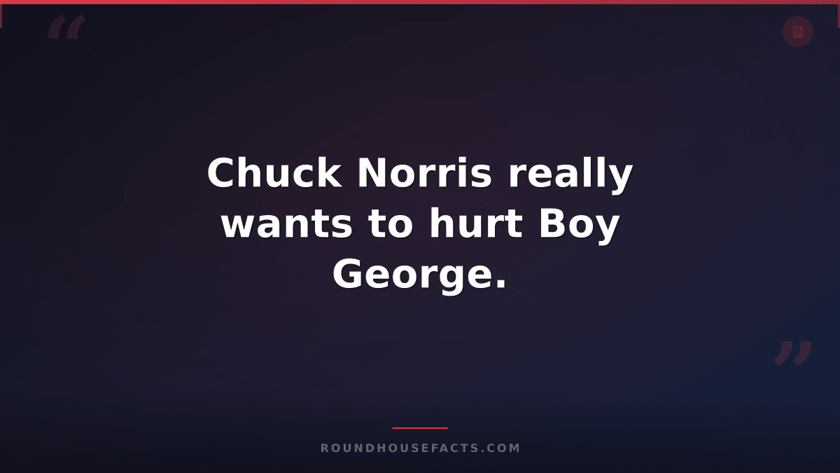 Chuck Norris Fact — Chuck Norris really wants to hurt Boy George.