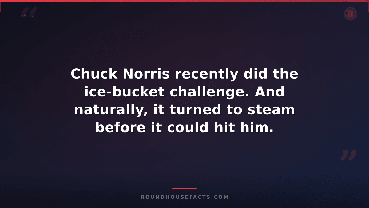 Chuck Norris Fact — Chuck Norris recently did the ice-bucket challenge. And natu
