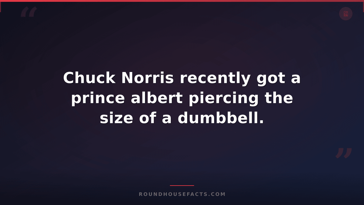 Chuck Norris Fact — Chuck Norris recently got a prince albert piercing the size