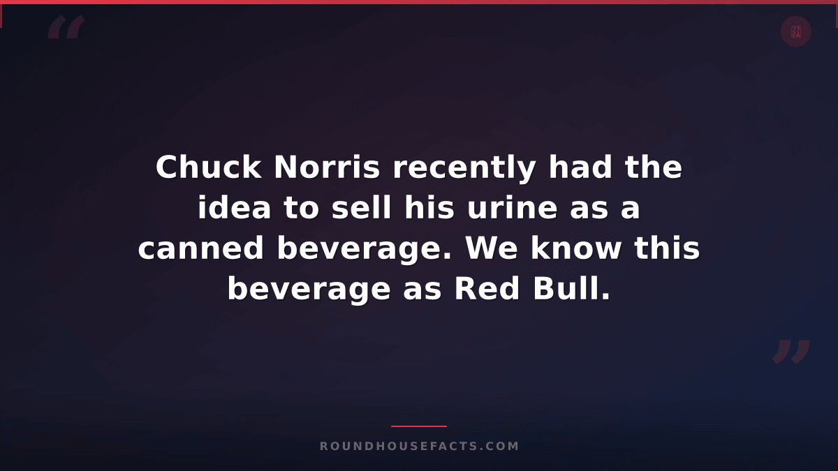 Chuck Norris Fact — Chuck Norris recently had the idea to sell his urine as a ca