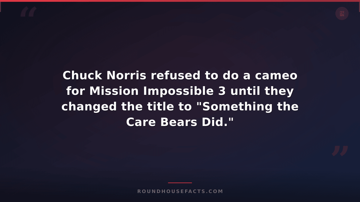 Chuck Norris Fact — Chuck Norris refused to do a cameo for Mission Impossible 3