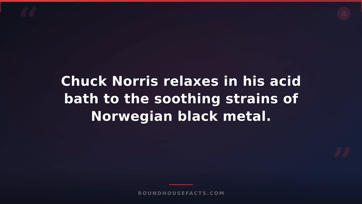 Chuck Norris Fact — Chuck Norris relaxes in his acid bath to the soothing strain