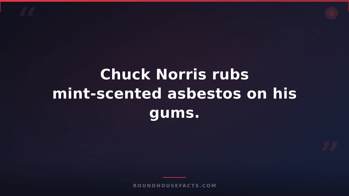 Chuck Norris Fact — Chuck Norris rubs mint-scented asbestos on his gums.