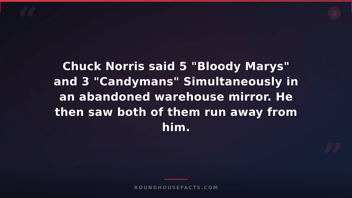 Chuck Norris Fact — Chuck Norris said 5 "Bloody Marys" and 3 "Candymans" Simulta