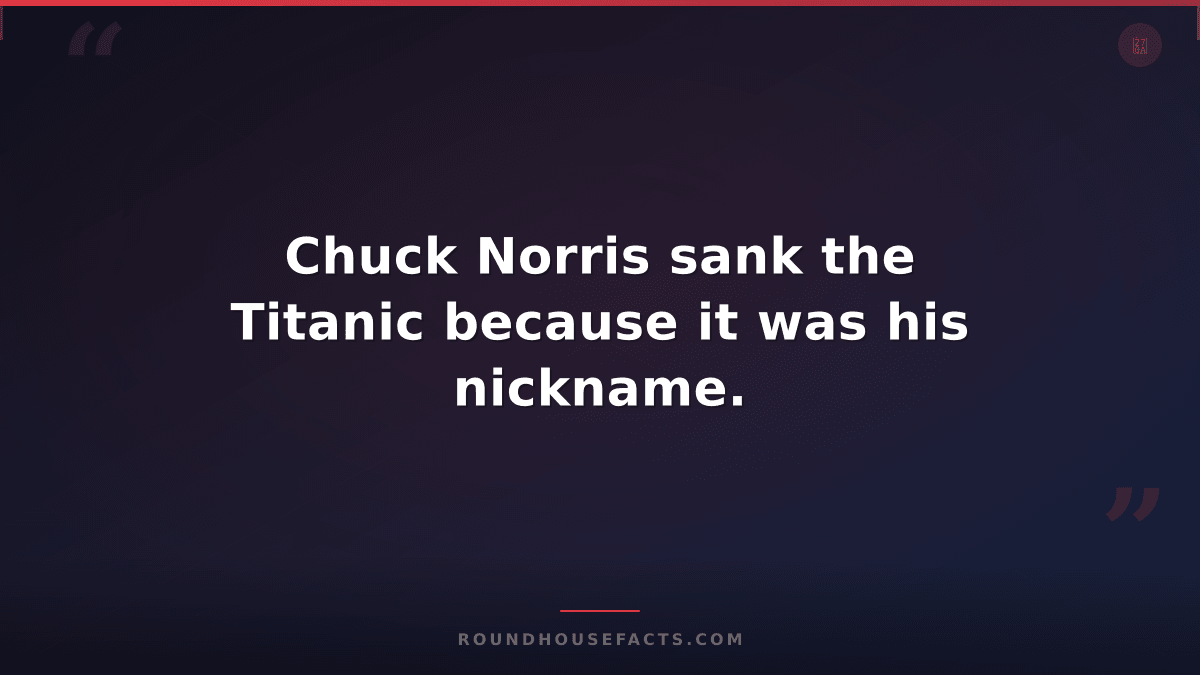 Chuck Norris Fact — Chuck Norris sank the Titanic because it was his nickname.